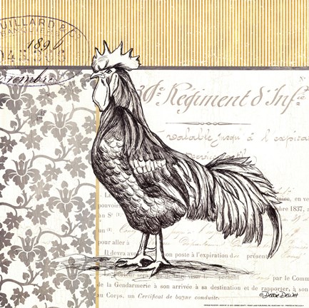 Framed Vintage Rooster Print
