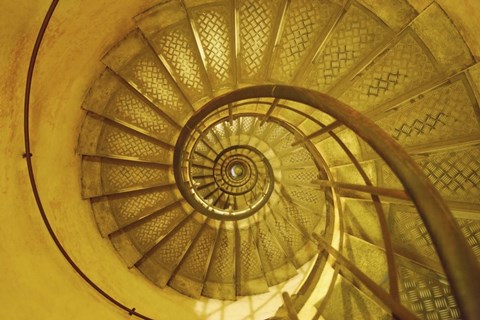 Framed Gold Spiral Staircase Print