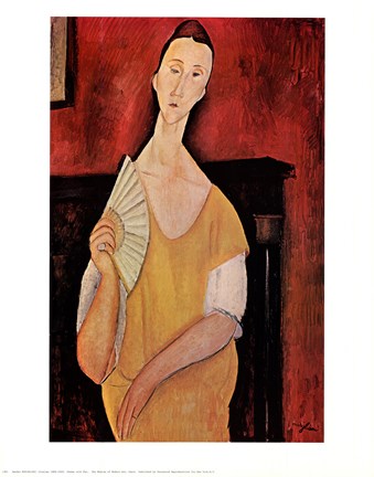 Framed Woman Wth Fan Print