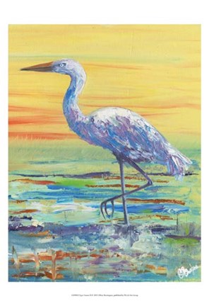 Framed Egret Sunset II Print