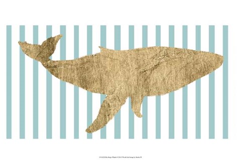 Framed Pin Stripe Whale I Print