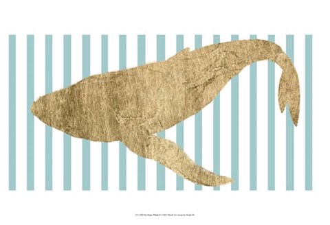 Framed Pin Stripe Whale II Print