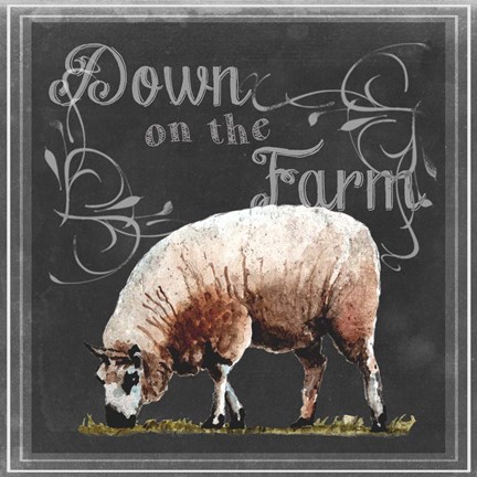Framed Chalkboard Farm Animals IV Print