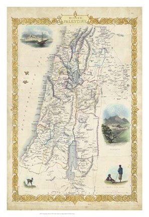 Framed Vintage Map of Palestine Print