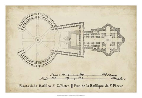 Framed Plan for St. Peter&#39;s Basilica Print