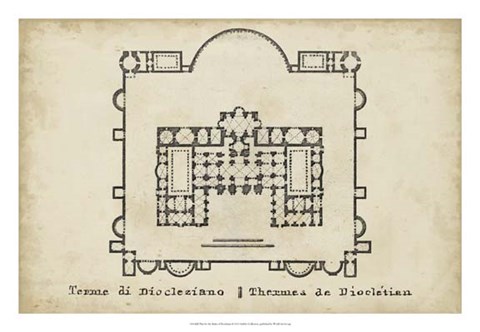 Framed Plan for the Baths of Diocletian Print