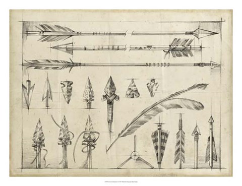 Framed Arrow Schematic I Print