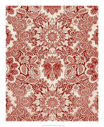 Framed Baroque Tapestry in Red I Print