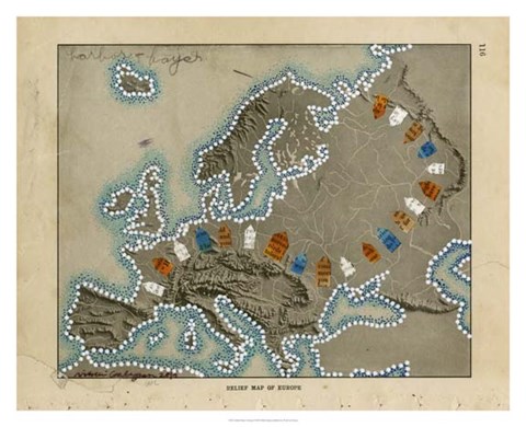 Framed Relief Map of Europe Print
