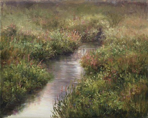 Framed Mist On Warm Brook Print