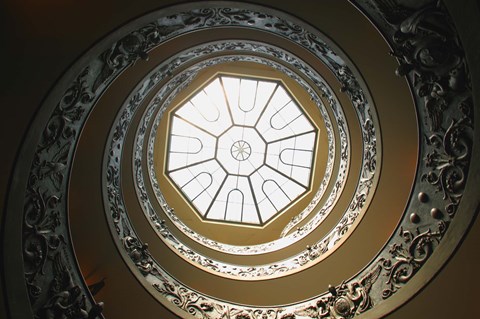Framed Skylight at the Top of Spiral Staircase Print