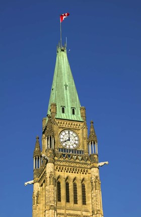 Framed Clock Tower with Canadian Flag Print