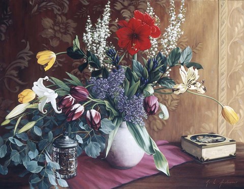 Framed Evening Bouquet With Toffee Box Print