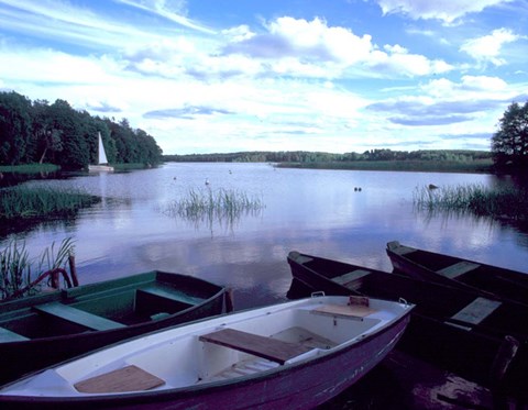 Framed Four Boats, Cracow, Poland 05 Print