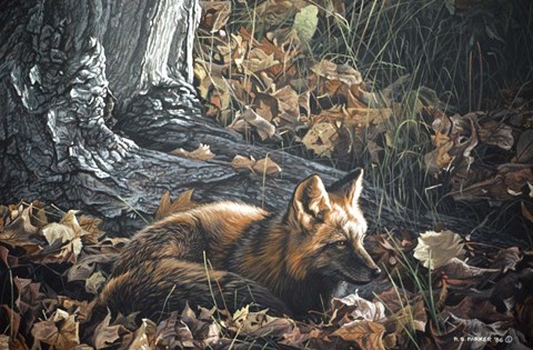 Framed Autumn Leaves- Red Fox Print