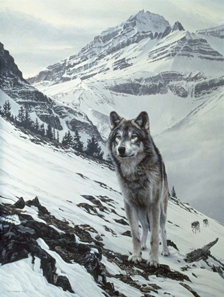 Framed Winter Crossing - Wolf Print