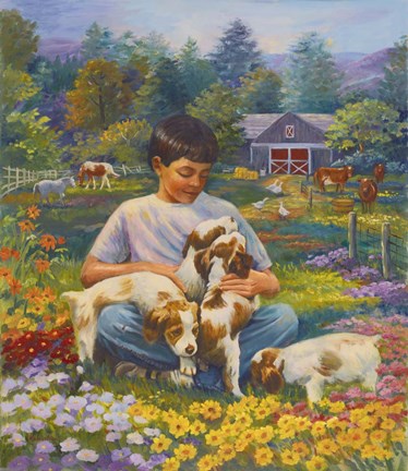 Framed Friends on the Farm Print