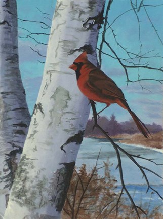 Framed Painting For Red Bird Print