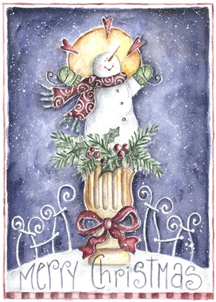 Framed Merry Christmas Snowman Print