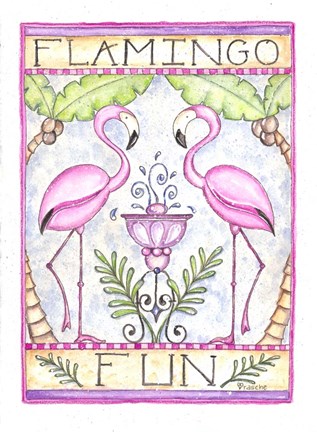 Framed Flamingo Fun Print
