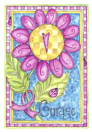 Framed Breast Cancer Awareness: Courage Flower Print