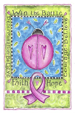 Framed Breast Cancer Awareness: Courage Ladybug Print
