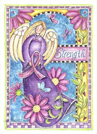 Framed Breast Cancer Awareness: Strength Angel Print