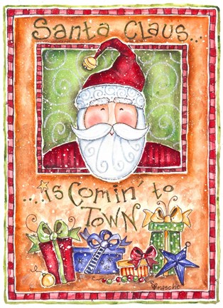 Framed Santa Claus is Coming to Town Print