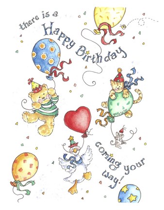 Framed Happy B-Day Coming Your Way Print