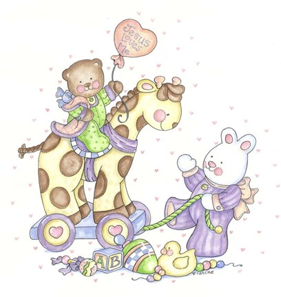 Framed Jesus Loves Me 3 Print