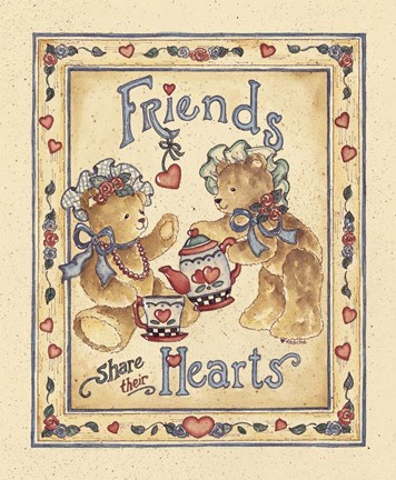 Framed Friends Share Their Hearts Print
