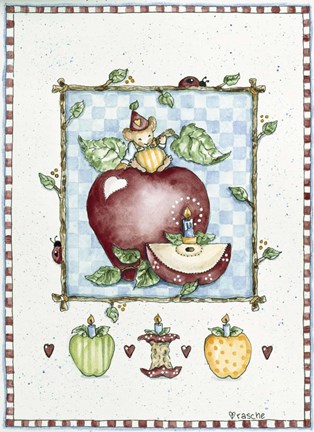 Framed Mouse With Apple Print