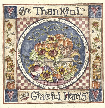 Framed Bee Thankful Print