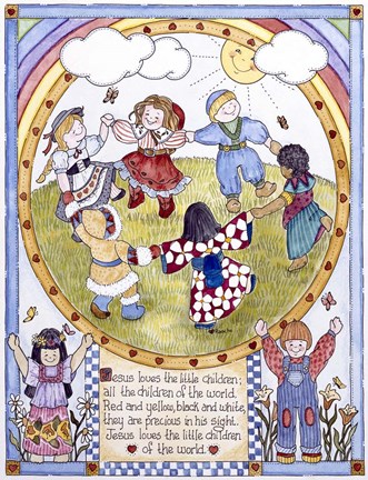 Framed Jesus Loves The Little Children Print