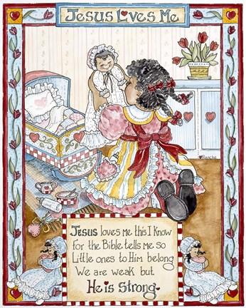 Framed Jesus Loves Me -  Girl Print