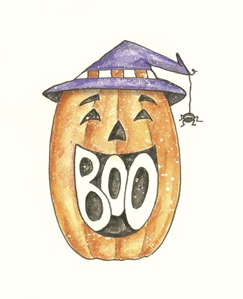 Framed Boo Pumpkin Print