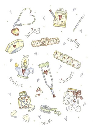 Framed Medical Elements &amp; Angels Print