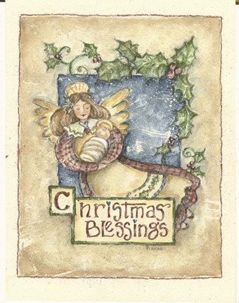 Framed Christmas Blessings Angel Print