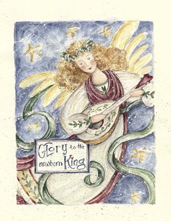Framed Angel With Guitar Glory To The King Print