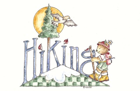 Framed Hiking Bear Print