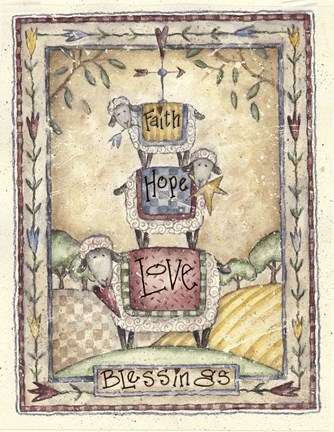 Framed Faith, Hope, Love, Blessings Print