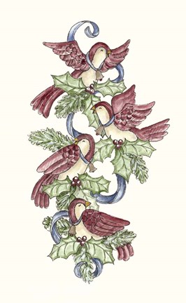 Framed Calling Birds Stocking Print