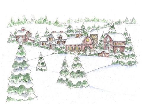 Framed Winter Farm Print