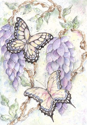 Framed Butterflies and Vine Print