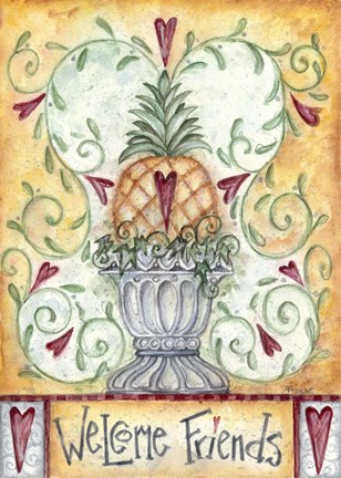 Framed Welcome Friends Pineapple Print