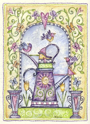 Framed Watering Cans Arch Print