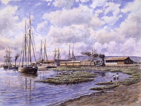 Framed Banning Wharf, c. 1880 Print