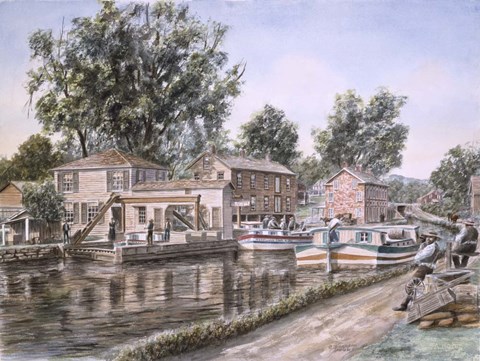Framed Weigh Locks On Penn Canal Print