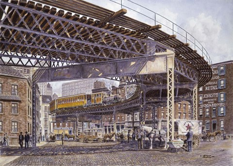 Framed 2Nd Ave. El, c.1896 Print