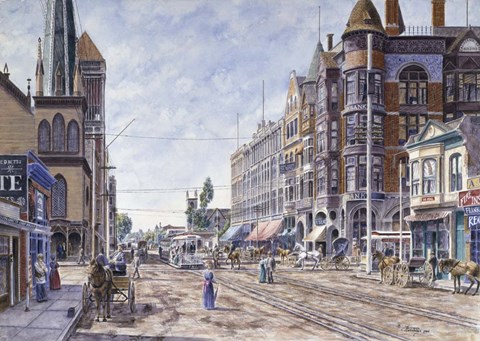 Framed Los Angeles, 2Nd &amp; Broadway Print